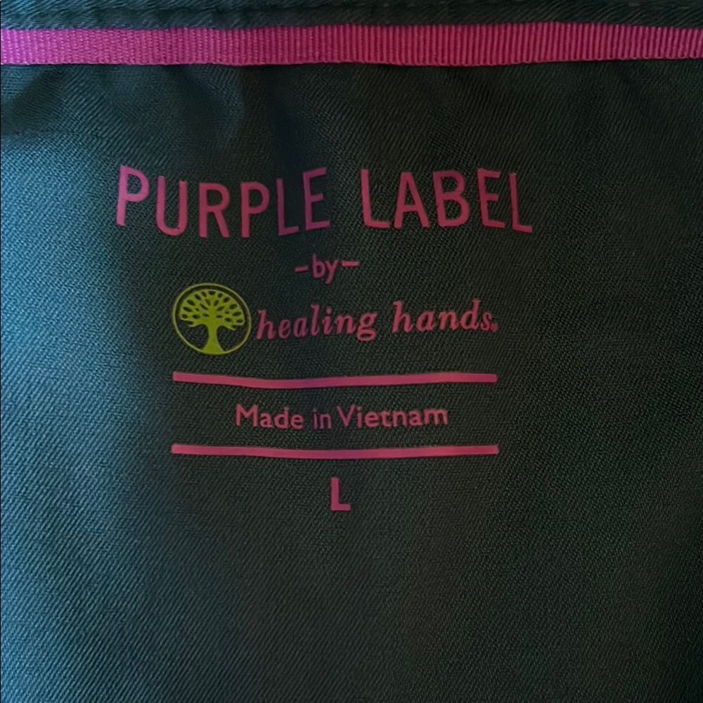 Healing Hands Green Scrub Top with Pink Accents